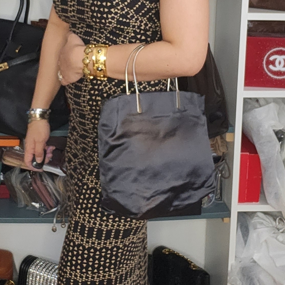 👜 Prada Satin Black RARE vintage Tote bag